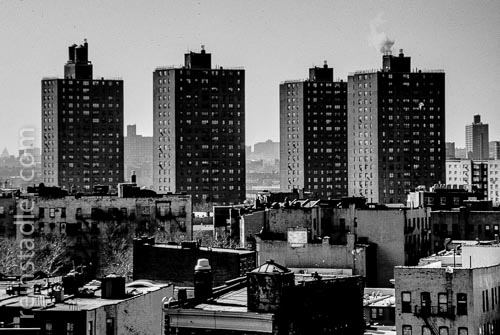  Vier Hochhäuser in New York.
